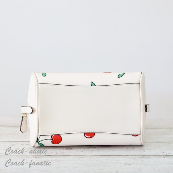NWT Coach CF421 Sydney Satchel With Heart Cherry Print in Chalk Multi - Picture 8 of 10